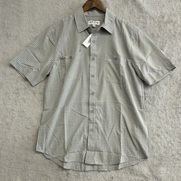 NEW Orvis Men's S Short Sleeve Tech Shirt Gray Plaid UPF 30+ Outdoor Short Sleev - Picture 3 of 10